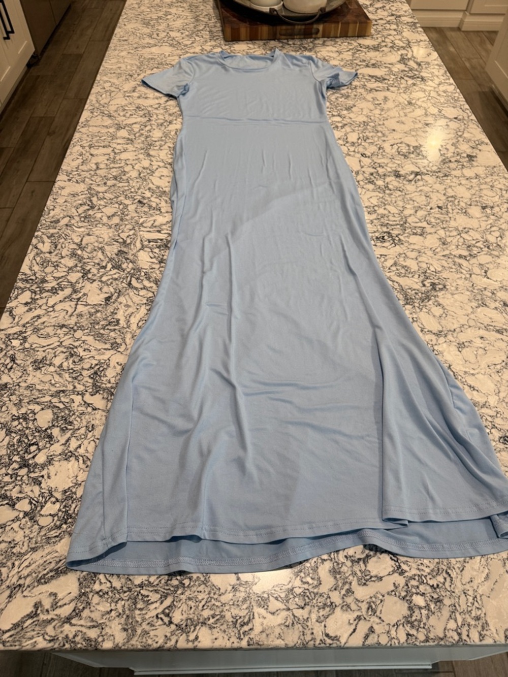 Light Blue Short Sleeve Maxi Dress